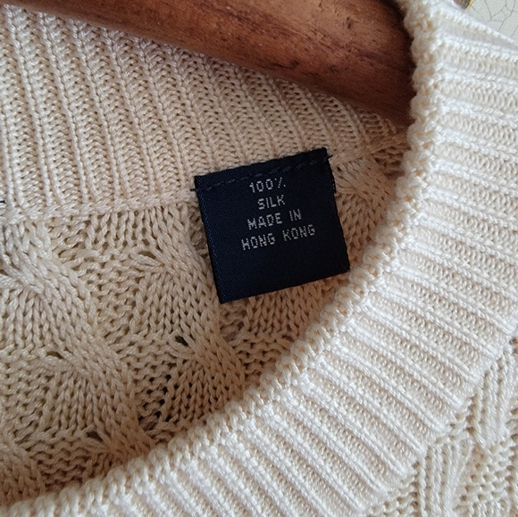 Hickey-Freeman Sport 100% Silk XXL Cable Knit Crew Neck Sweater - Picture 6 of 10